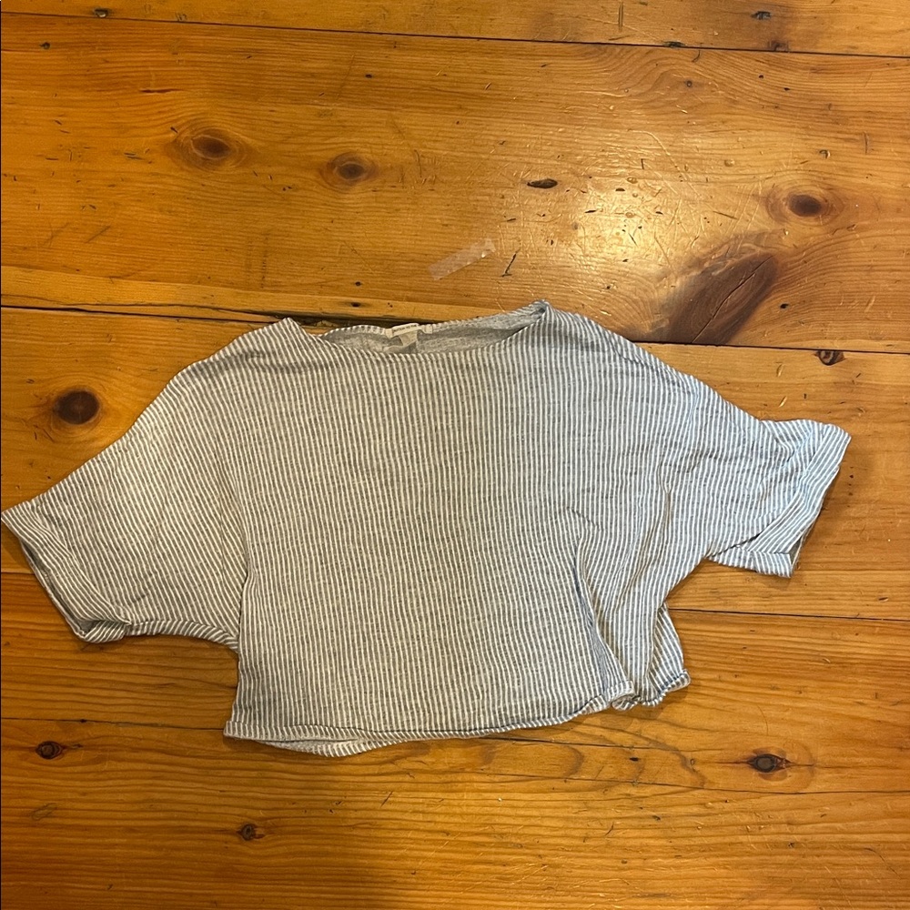 Caution To The Wind Gray Striped Short Sleeve Tee
